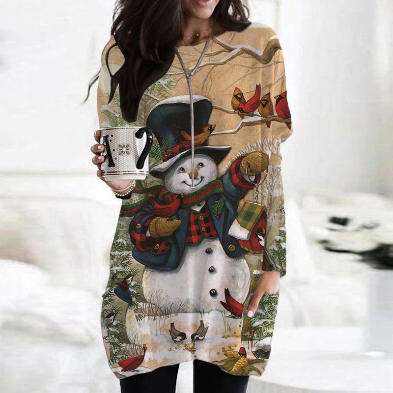 

Winter Christmas Snowman Atmosphere Pattern Women's Midi Dress