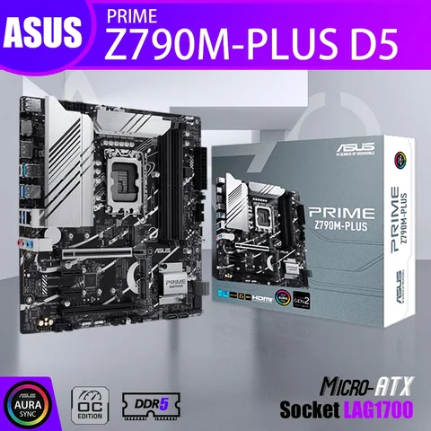 Новая материнская плата ASUS PRIME Z790M-PLUS DDR5 материнская плата LGA1700 материнская плата 128G Поддержка Intel 12 ОГО 13-го поколения I3 I5 I7 I9 комплект RGB mATX