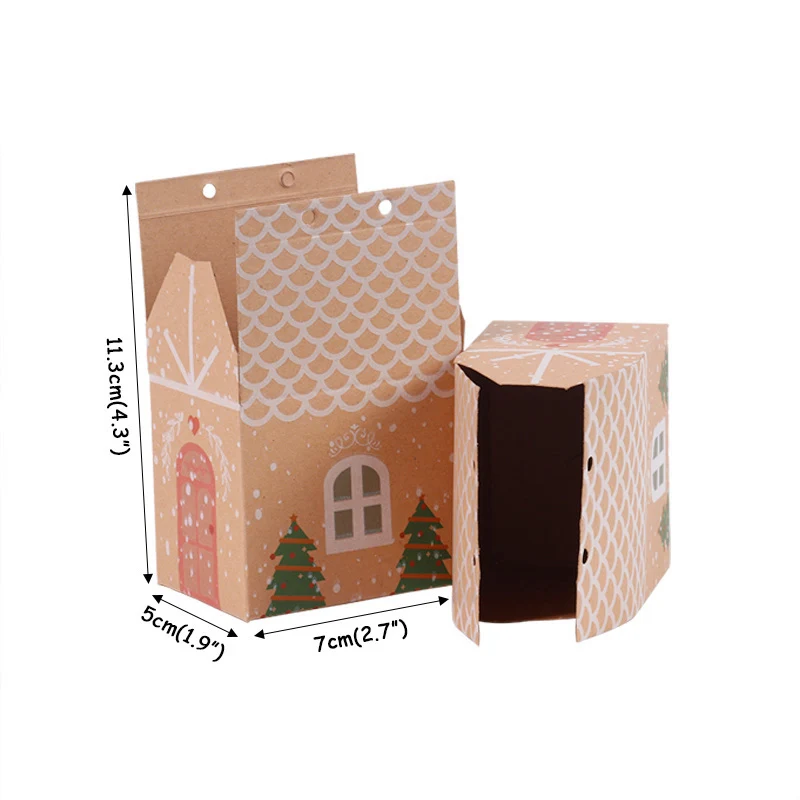 5/10/20 шт. Рождественская коробка конфет Xmas Tree Pattern Kraft House Упаковка для шоколадного