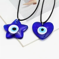 turkish evil eye pendant necklace vintage heart round resin clavicle chain necklaces women men party lucky birthday jewelry gift