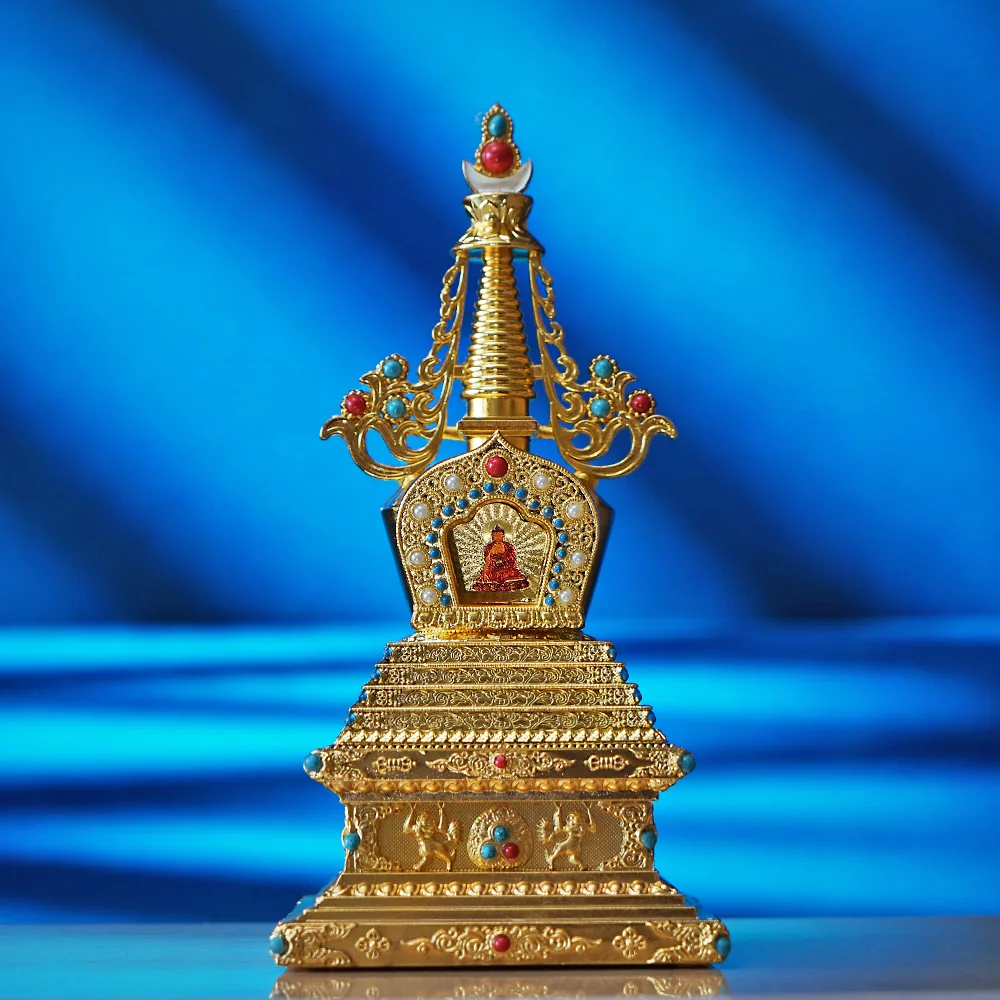 

Золотая статуэтка ступы из алюминия 24 см