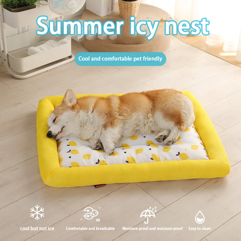 

New Dog Cooling Mat Pet Sofa Cushion Cat Accessories Cute For Teddy Medium Small Dogs Bed House Bed Soft Ice Silk Sleeping Pad