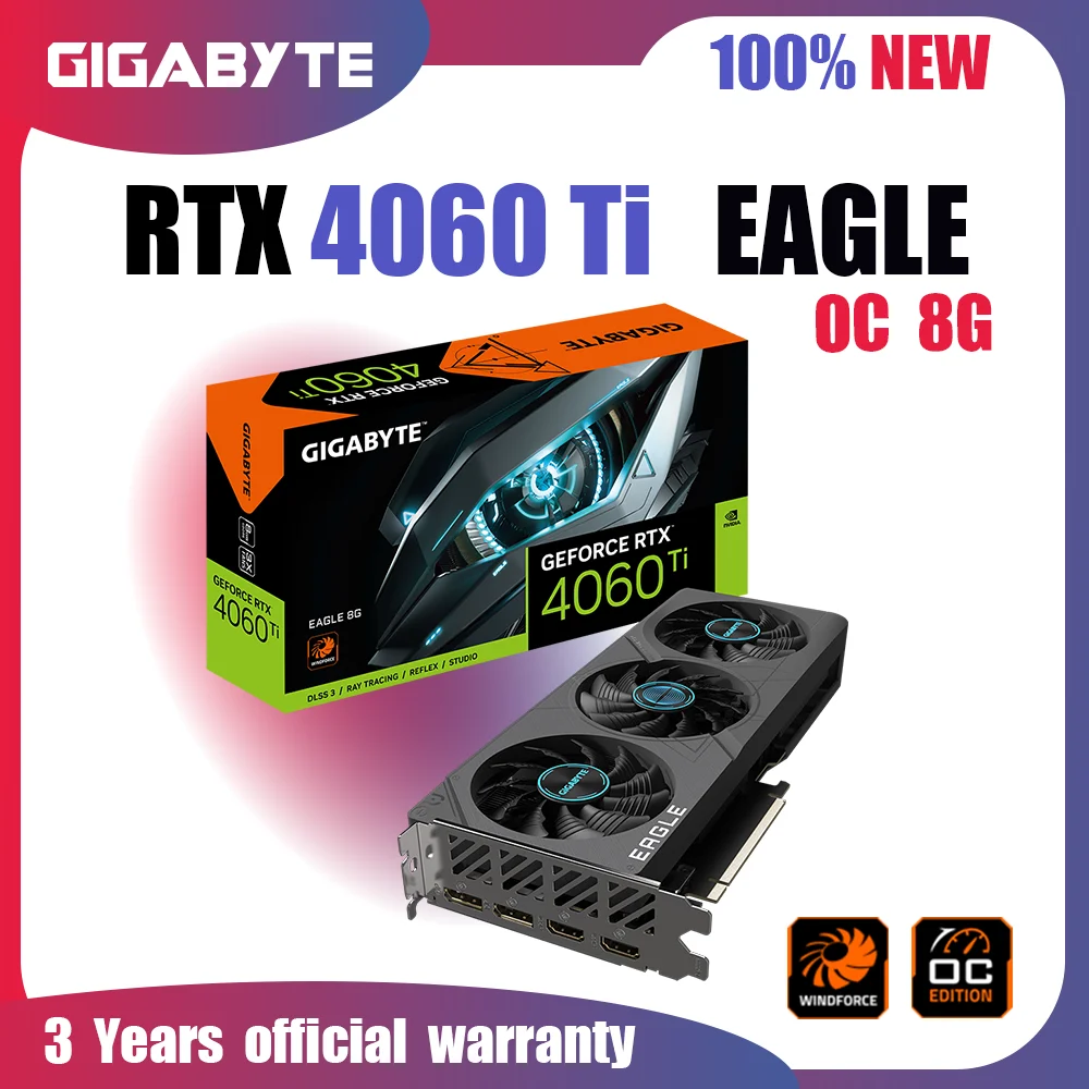 

New GIGABYTE RTX 4060 TI EAGLE OC 8G Video Cards GDDR6 8GB GPU NVIDIA RTX 4060 TI Graphics Cards PCIE 4.0 128bit