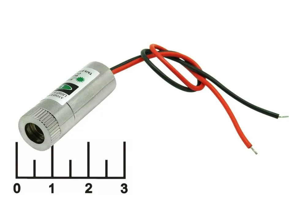Лазерный модуль 520нм 12мм 3-5V 5mW зеленый (точка)