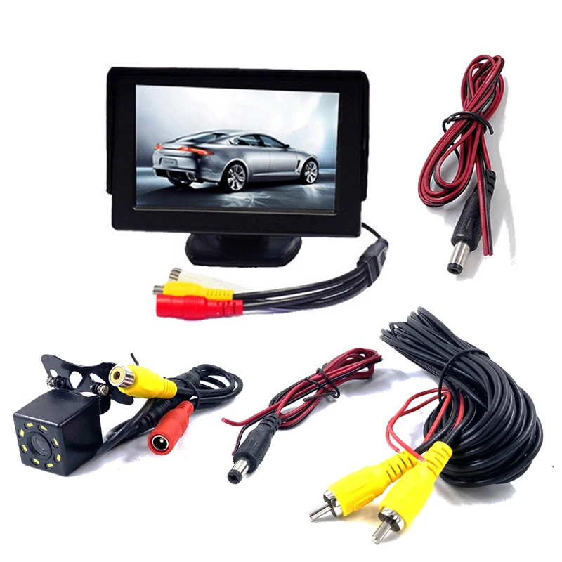 4.3" 5" TFT LCD Car Color Display Monitor Rear View Camera Wide Degree Waterproof Night Vision Reversing Backup 2In1 Parking Rev |