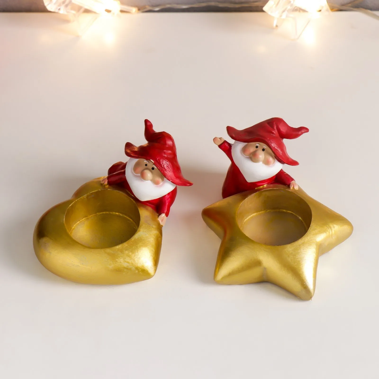 Сувенир полистоун подсвечник &quotДедушка Мороз в колпаке гнома&quotМИКС 5 5х10х8 см