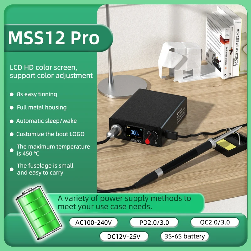 SEQURE MSS12 Pro Soldering Station Suitable for T12 Tips 2022 LCD Soldering Iron Support AC and DC Power Supply