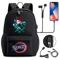 demon slayer school students backpacks fashion anime boys girls usb large capacity travel bag laptop shoulders backpack