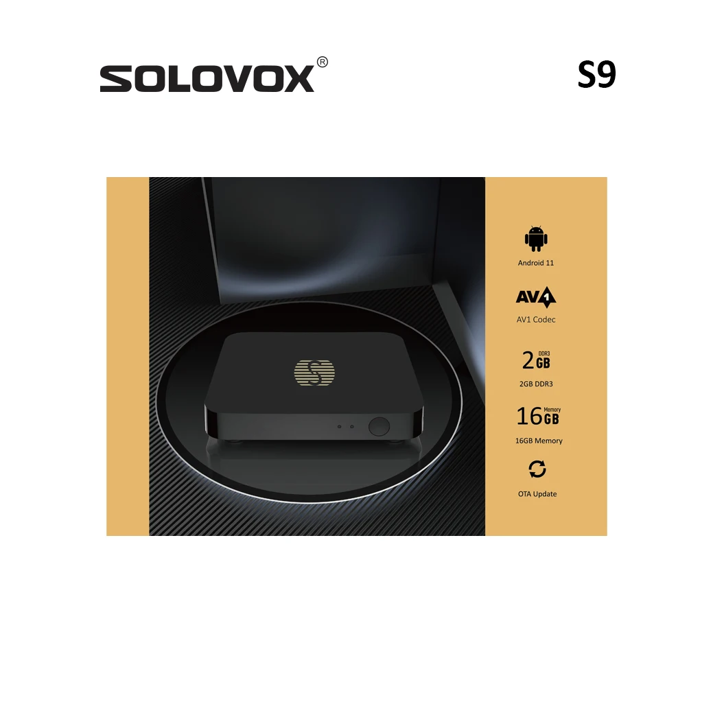 Смарт ТВ-приставка SOLOVOX S9 2022 дюйма Android 11 S905W2 четырёхъядерный стандартный Wi-Fi 4K MARS X