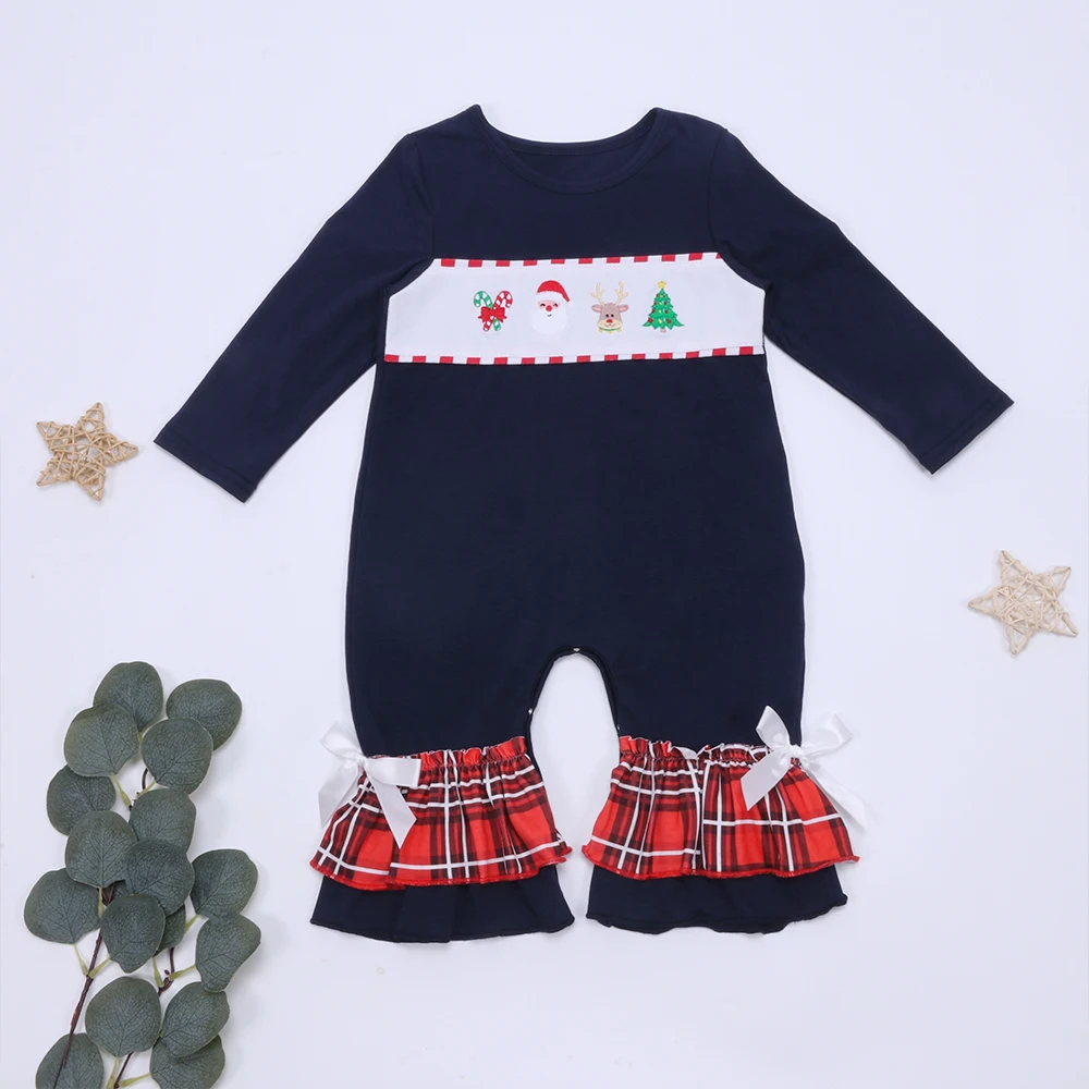 

Babi Girl Clothes Romper Child Costum Christmas Gifts Embroidery Bodysuit One Piece Long Sleeve Pants Jumpsuit For 0-3T Baby