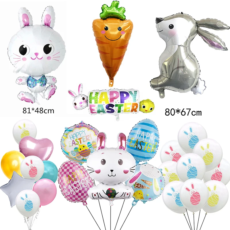 

Happy Easter Bunny Balloon Long Ears Rabbit Helium Balloon Baby Shower Wedding Birthday Party Decoration Aluminum Foil Balloon
