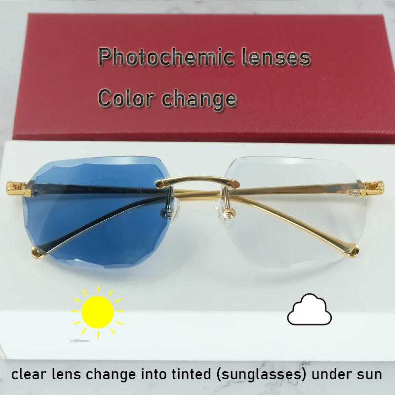 

Photochromic Lenses Sunglasses Diamond Cut Carter Panther Color Change Sun Glasses Two Colors Lenses 4 Season Shades Glasses