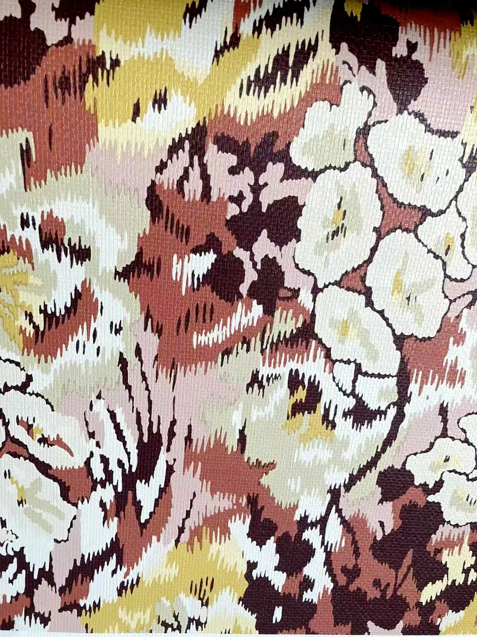 FLOWER POT WALLPAPER, HandDrawn Watercolor Paint Wallpaper, Oilpaint Wall, Fabric texture Wall covering