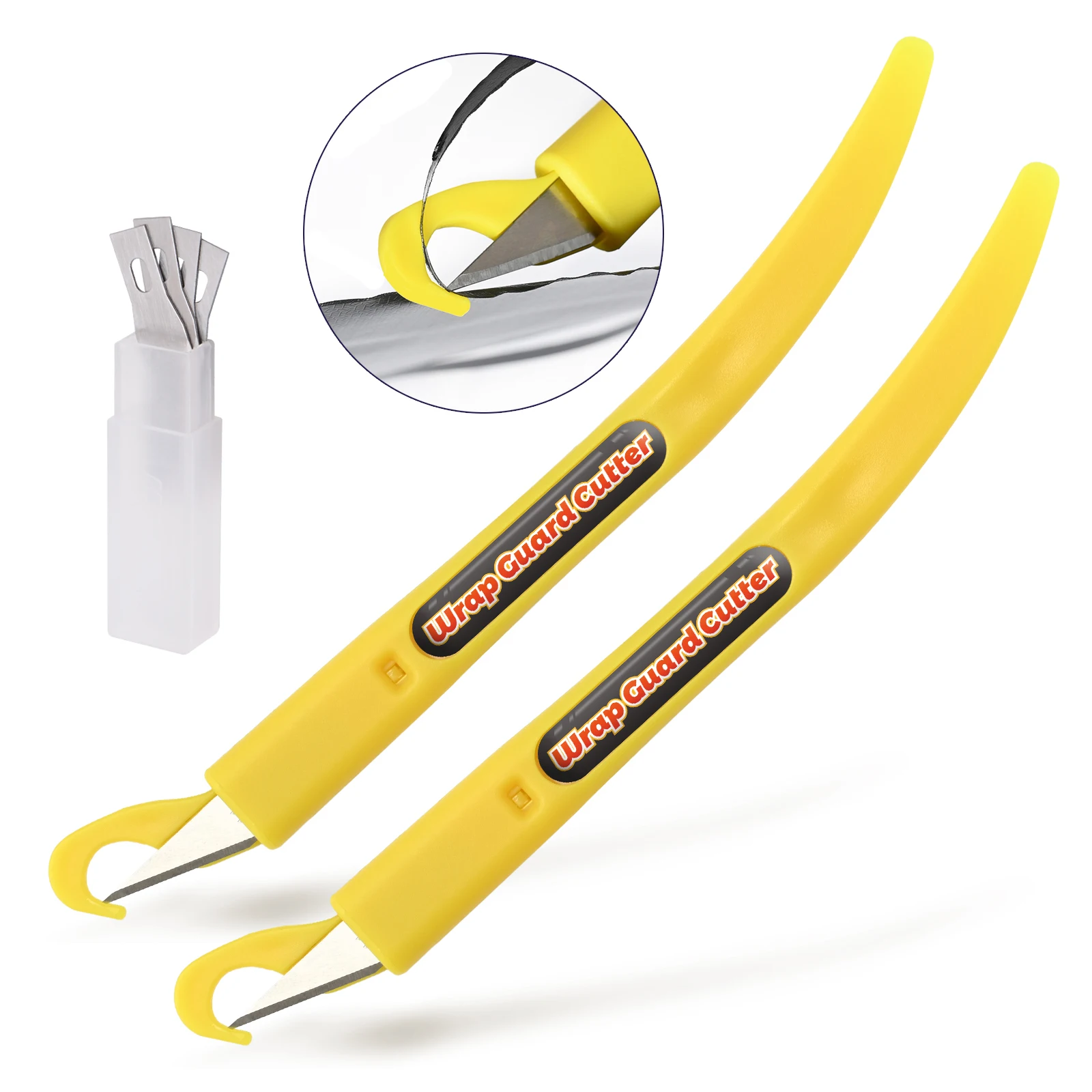 

FOSHIO 1/2PCS Wrap Guard Cutter Vinyl Film Cutting Knife Window Tinting Tool Car Sticker Decal Slitter Double-End Tucking Stick