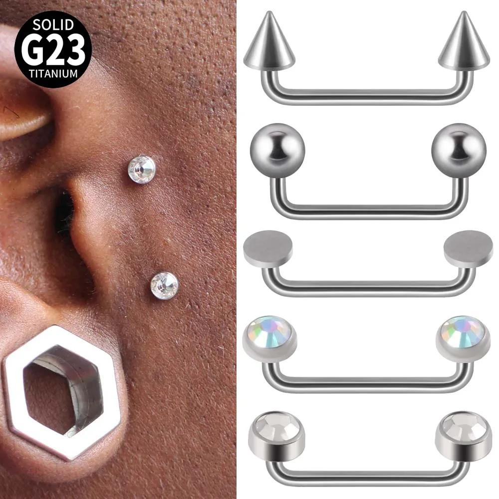1PC G23 Titanium Surface Piercings Double Ball Staple Dermal Anchor14G Internal Threaded Cone Micro Dermal Anchors Bar Jewelry