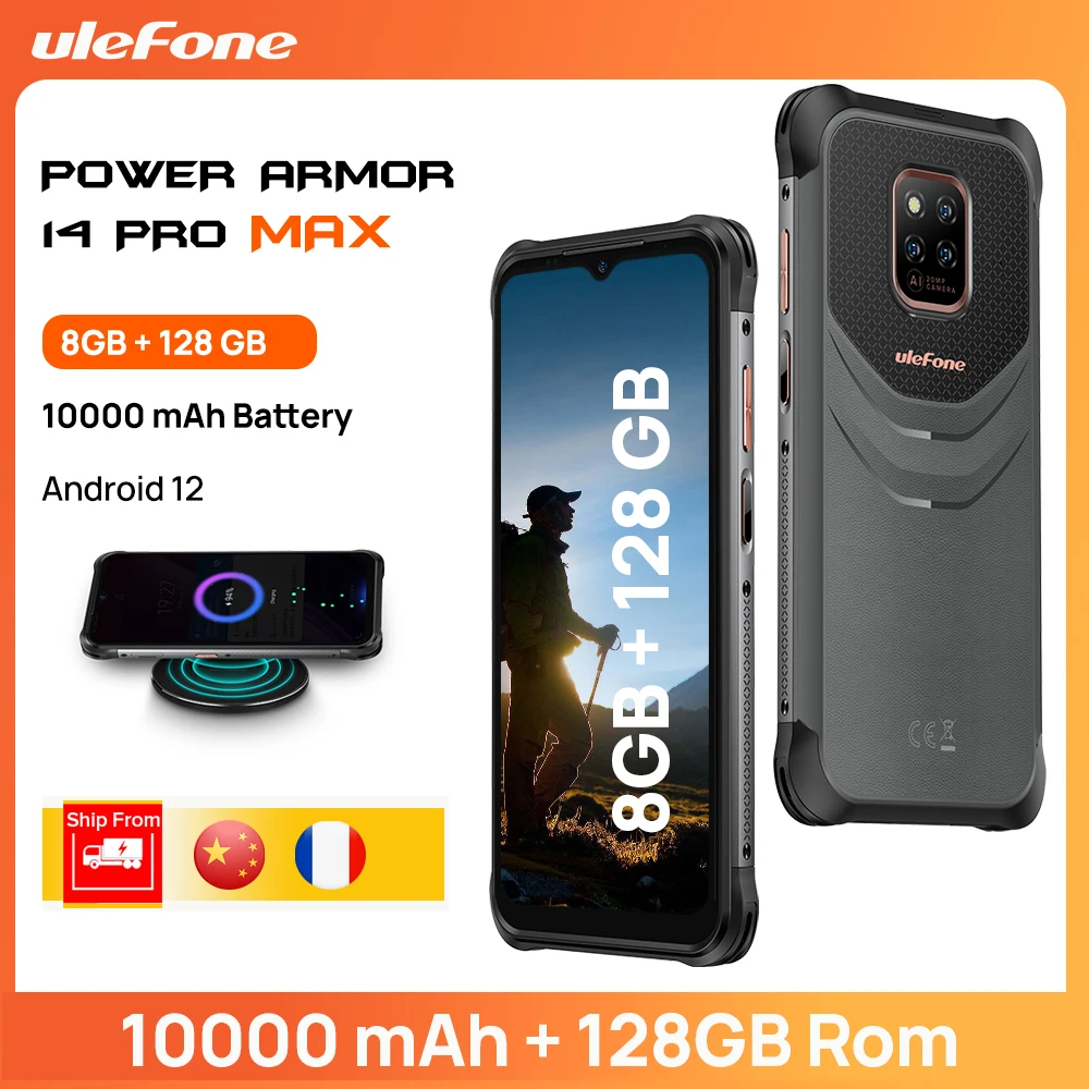 Ulefone Power Armor 14 Pro 8GB+128GB Rugged Phone 10000mAh Android 12 Waterproof Smartphone 6.52-inch NFC Global version
