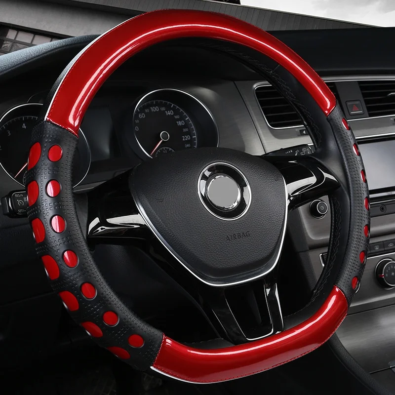 

D Cut Steering Wheel Cover D Shaped Flat Bottom Microfiber Leather Anti-Skid Breathable For Volkswagen CC Beetle Polo