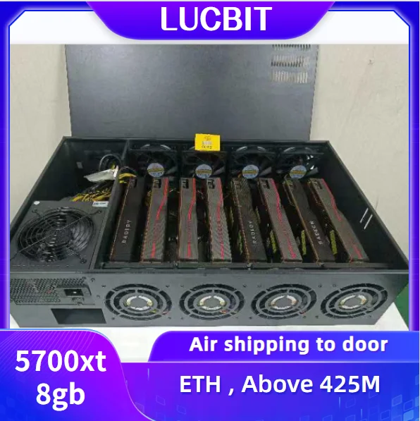 LUCBIT Used Radeon 5700xt 8gb 8-card gpu mining rig machine graphics card Eth Mining with New PSU