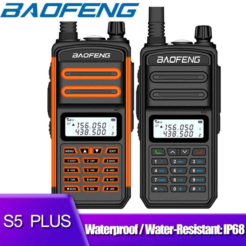 BAOFENG WALKIE TALKIE 10W 30KM LONG RANGE BF S5 PLUS TWO WAY RADIO VHF UHF PORTABLE HAM CB RADIO IP67 WATERPROOF WALKIE TALKIE