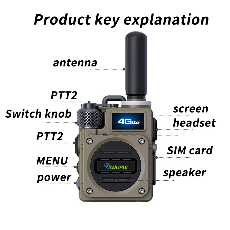 Wurui G6  walkie talkie walkie net Military realptt POC Handy Talky Unlimited distance ham two way radio communicator long rang enlarge