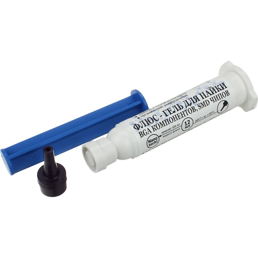 флюс гель bga. T=248c. шприце12 мл. флюс-гель для пайки smd чипов и микромонтажа в шприце 12мл. флюс-гель "универсальный" в шприце 12мл.