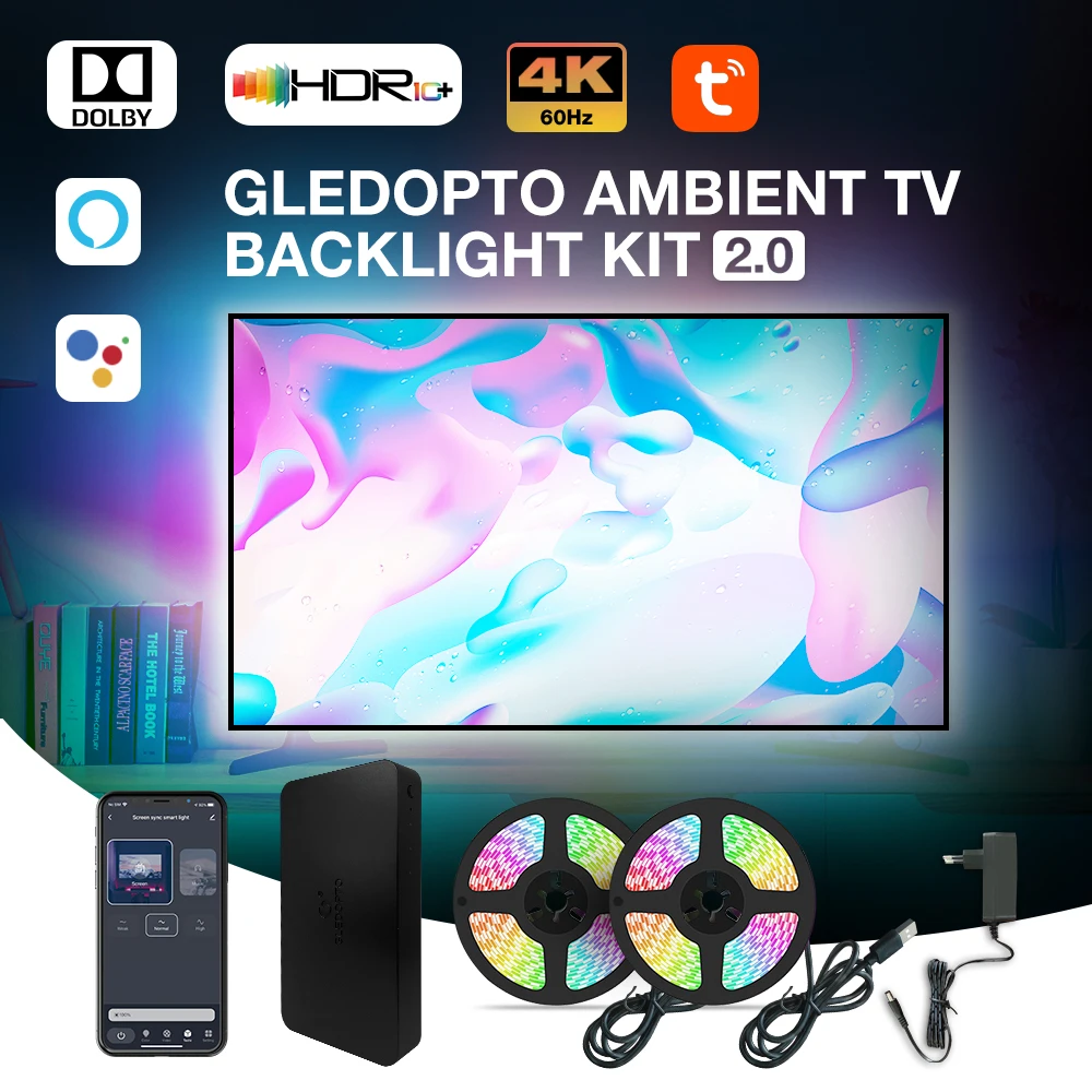 GLEDOPTO HDMI-Compatible Sync Box Ambient TV PC Backlight Led Strip Light Kit Screen Color Video Music Sync Box 4K/30P Support