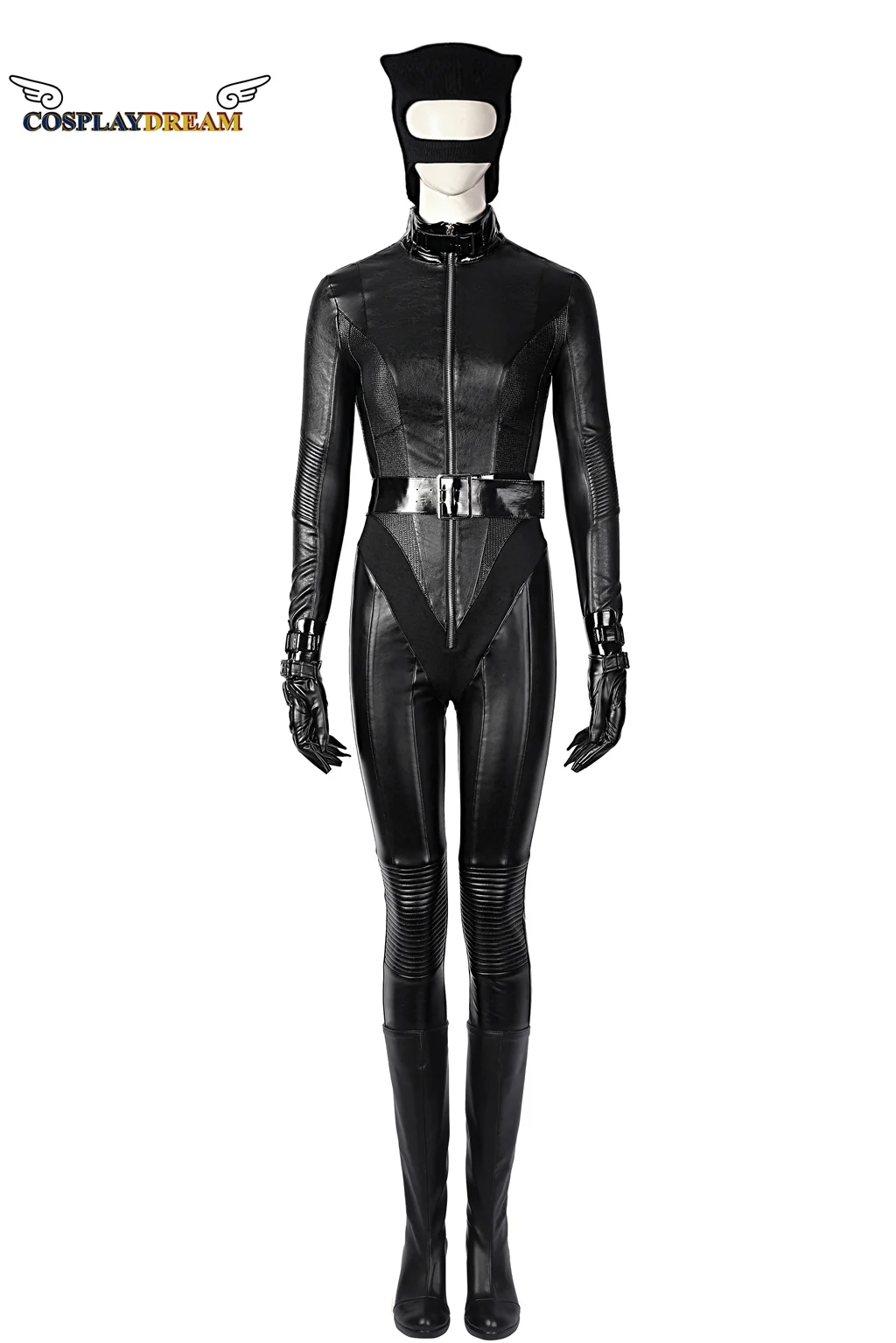 

High Quality Bat Superheroine Suit Cat Lady Selina Cosplay Kyle Costume Faux Leather Black Armor Outfit Halloween Carnival