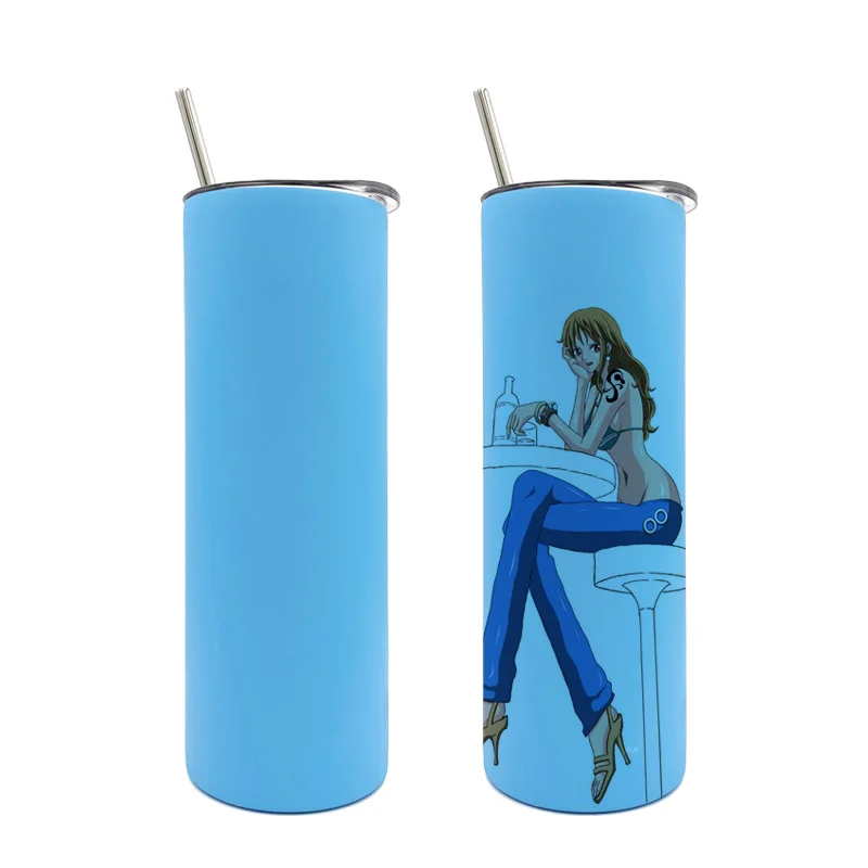 

Sublimation Skinny Tumbler Blank Glow In The Dark 20oz Stainless Steel Paint Straight Cups Water Bottle with Closed Lid Straw