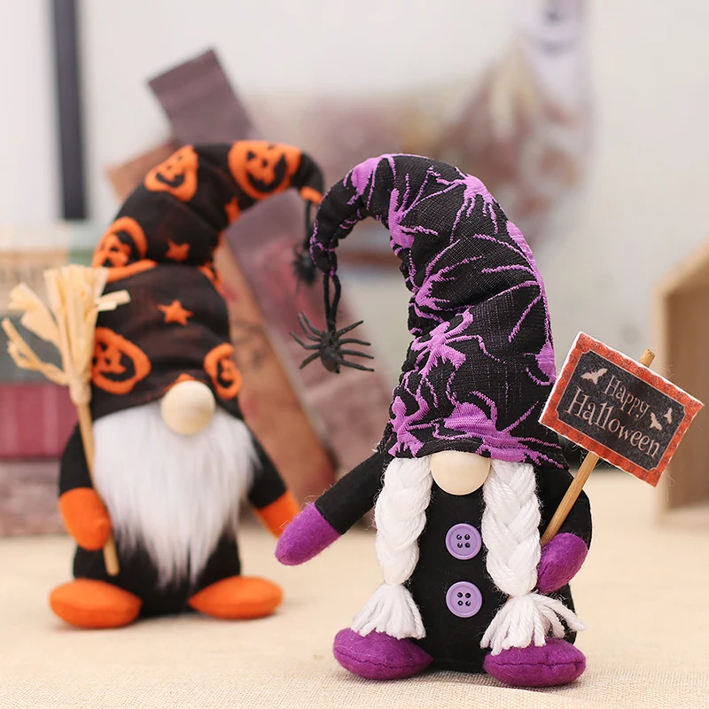 

Halloween Decorations Venue Layout Props Forest Man Holding Card Faceless Doll Ornaments Plush Toy