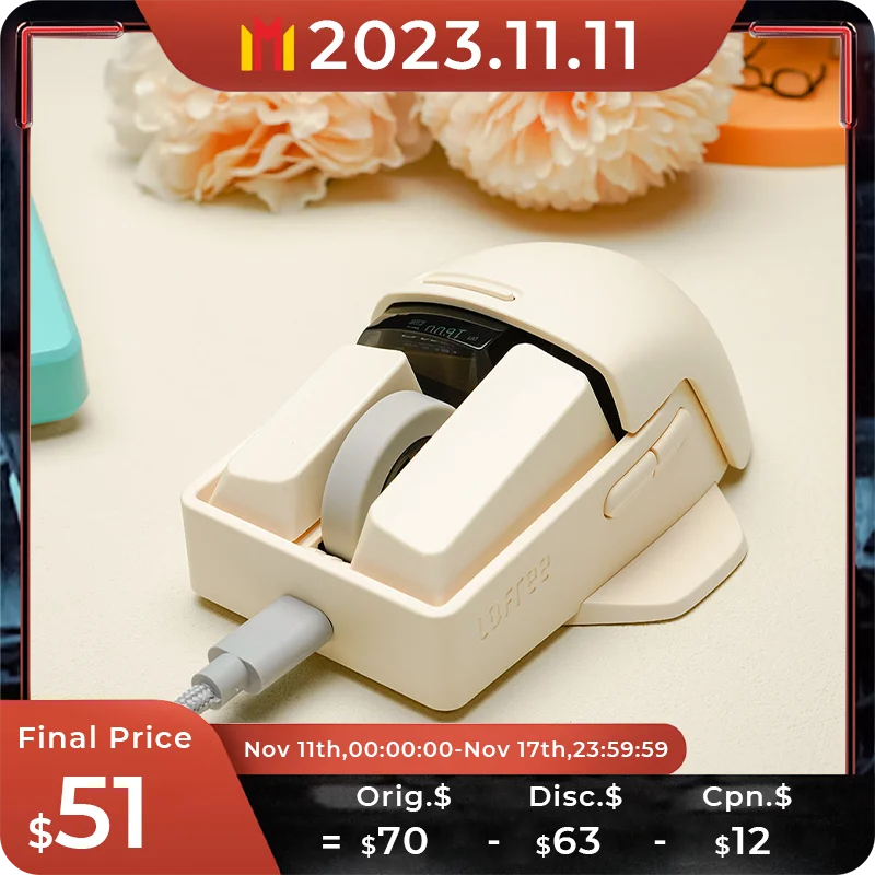 

Беспроводная мышь Lofree OE909, перезаряжаемая Bluetooth-мышь, три режима, для MacBook, планшета, ноутбука, ipad