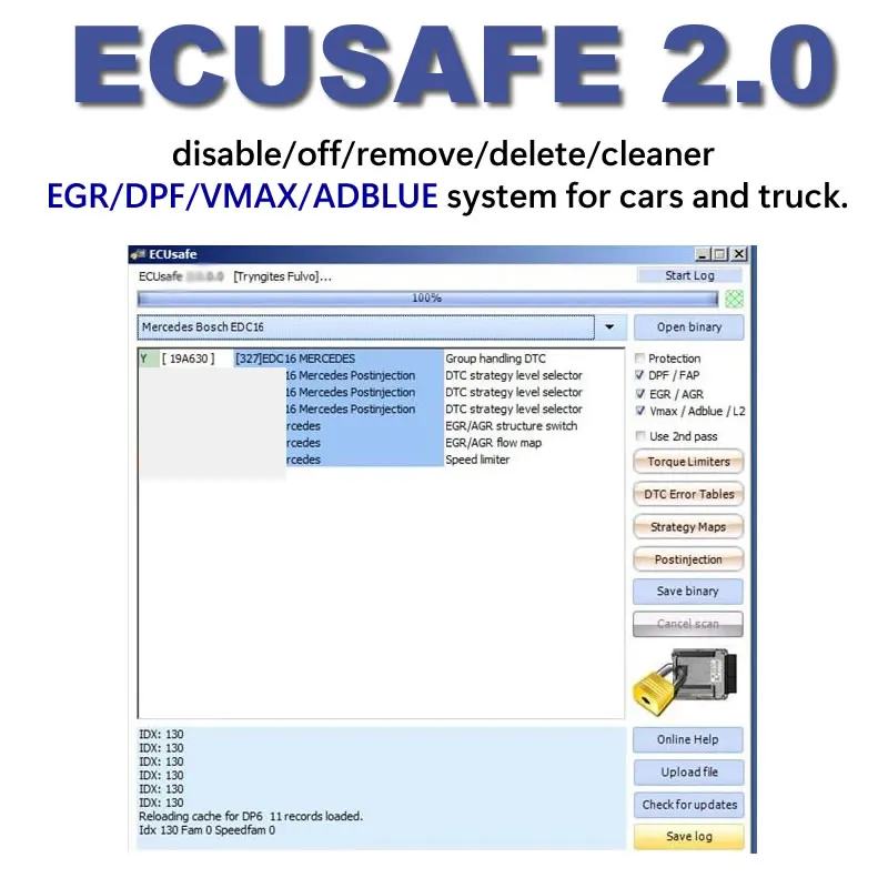 

ECUsafe 2.0 DPF, EGR, Adblue, Vmax Delete Software. Car and Truck.