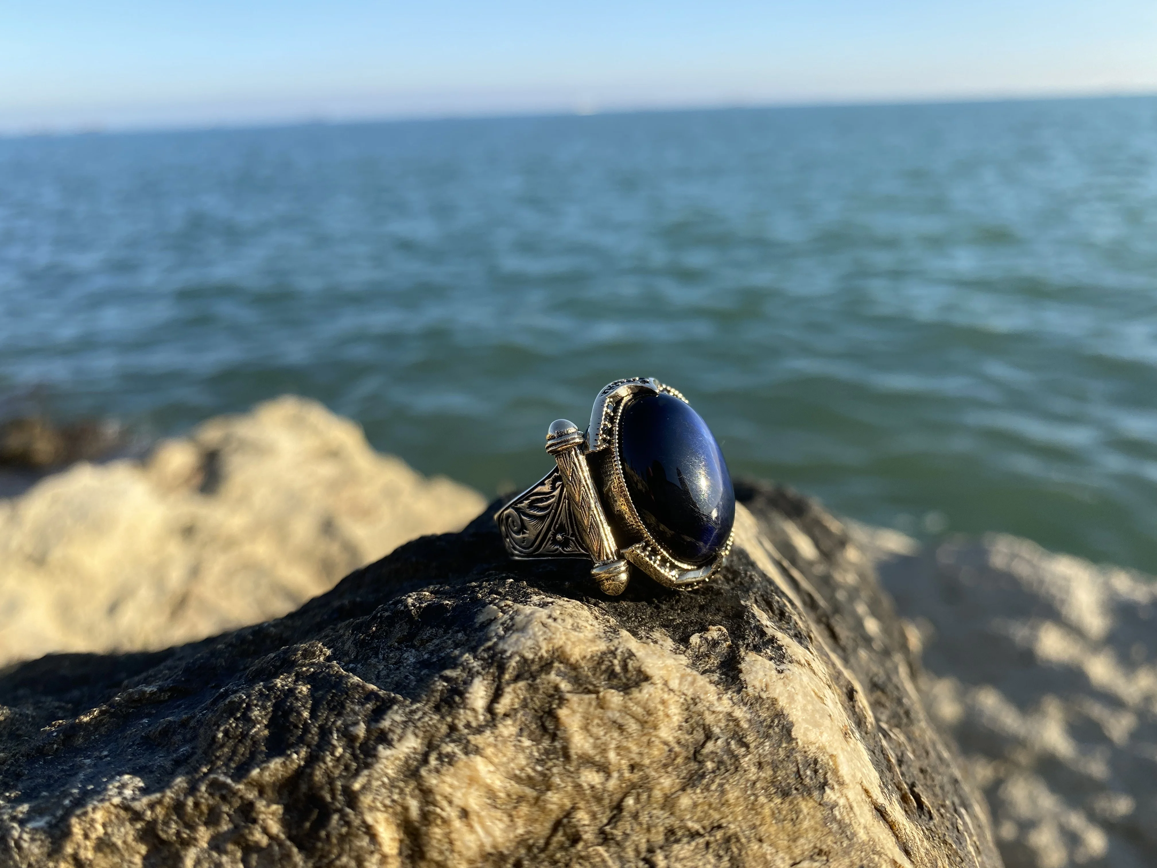 

Серия султанов-специальный дизайн серебристого и черного цвета, каталинское кольцо из камня, модная Турецкая Высококачественная ручная ра...
