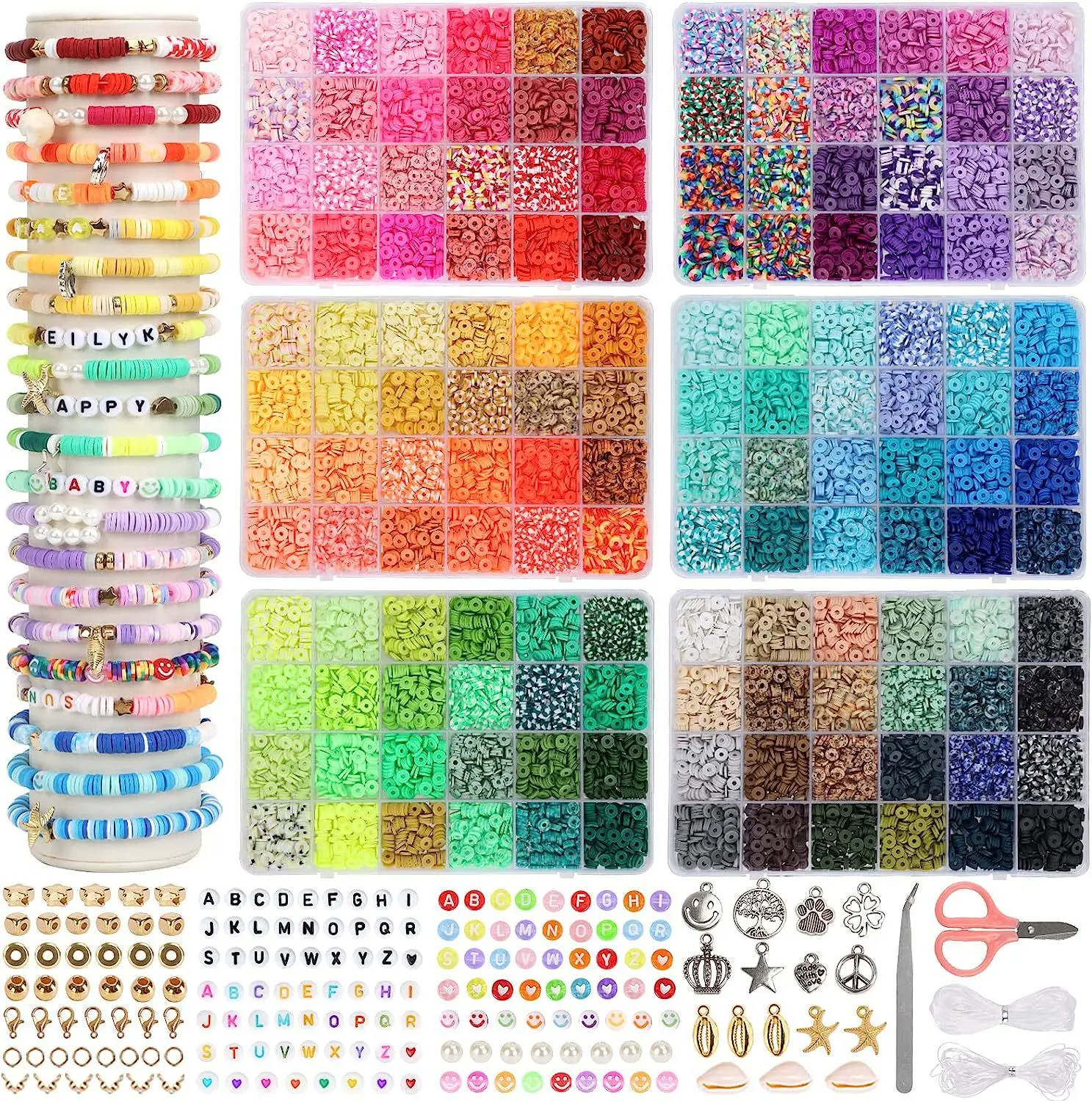 Набор для изготовления браслетов из полимерной глины 18000 шт. 132 цветов ювелирные