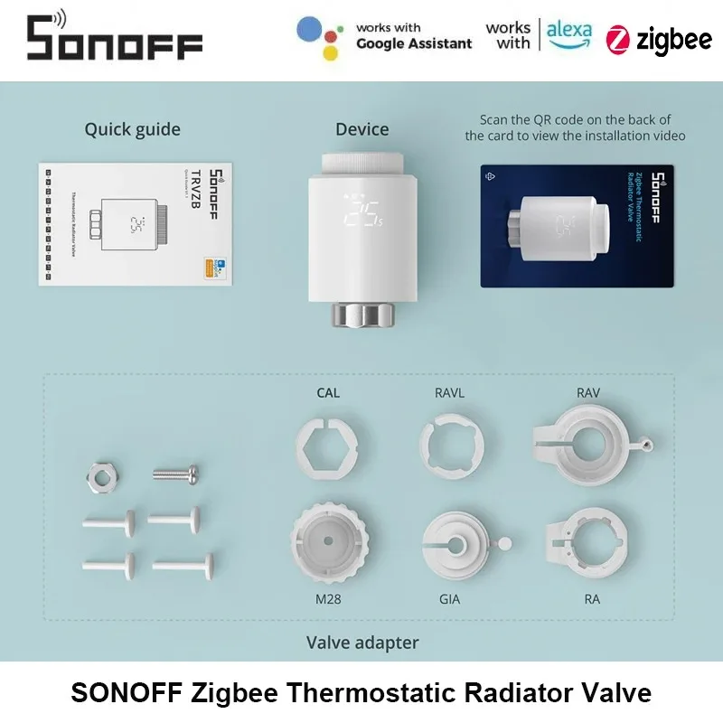 Термостатический клапан радиатора SONOFF Zigbee TRVZB умное управление защита от мороза
