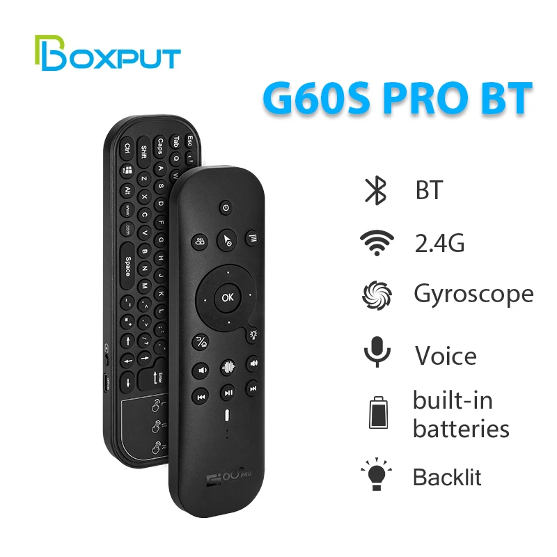 

G60S Pro BT Voice Remote Control 2.4G Wireless Air Mouse Wireless Gyroscope IR Learning for Computer TV Projectors Accessories
