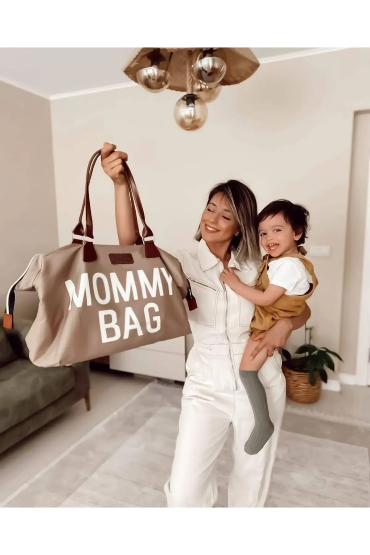 2022 Baby Tote Mommy Bag, Mother Organizer Changing Baby Care Travel Backpack, Women's Beige Mommy Bag Mother Baby Care Bag