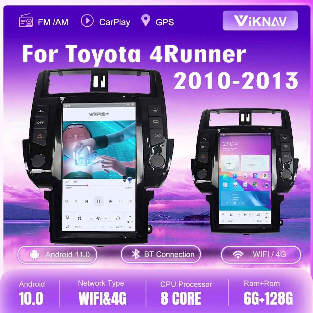 

Автомобильный радиоприемник Qualcomm 13,6 дюймов Android для Toyota 4runner 2009-2019, автомобильный мультимедийный плеер с GPS-навигацией, автомобильный стерео...