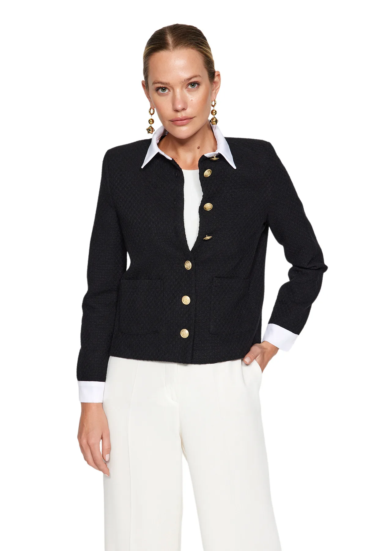 Модный дорожный женский деловой пиджак с длинным рукавом и прямым