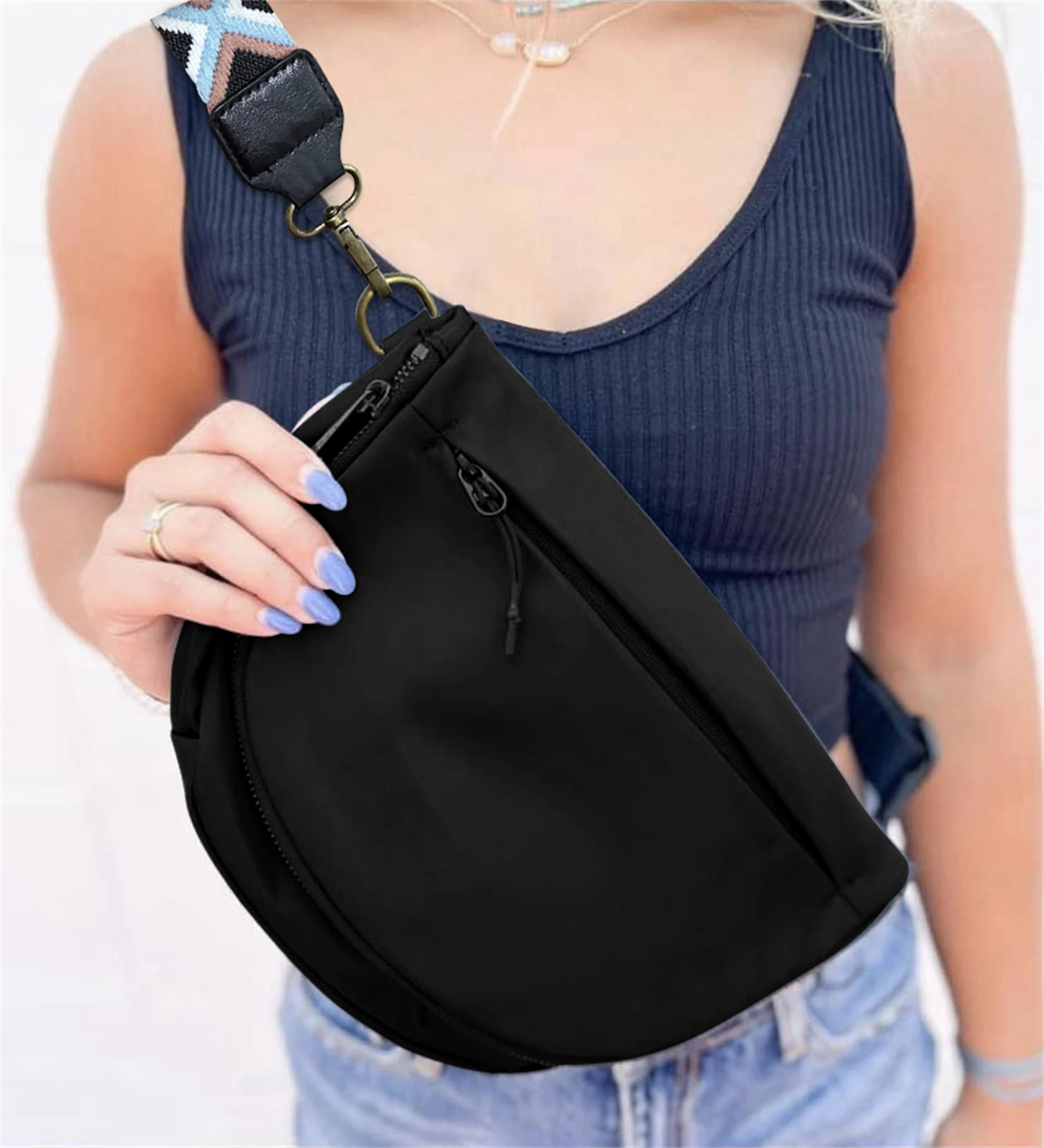 2023 New Fanny Pack Women Vegan Leather Sling Bags Crossbody Versatile Waist Bag Chest Bag Phone Shopping Purse withGuitar Strap