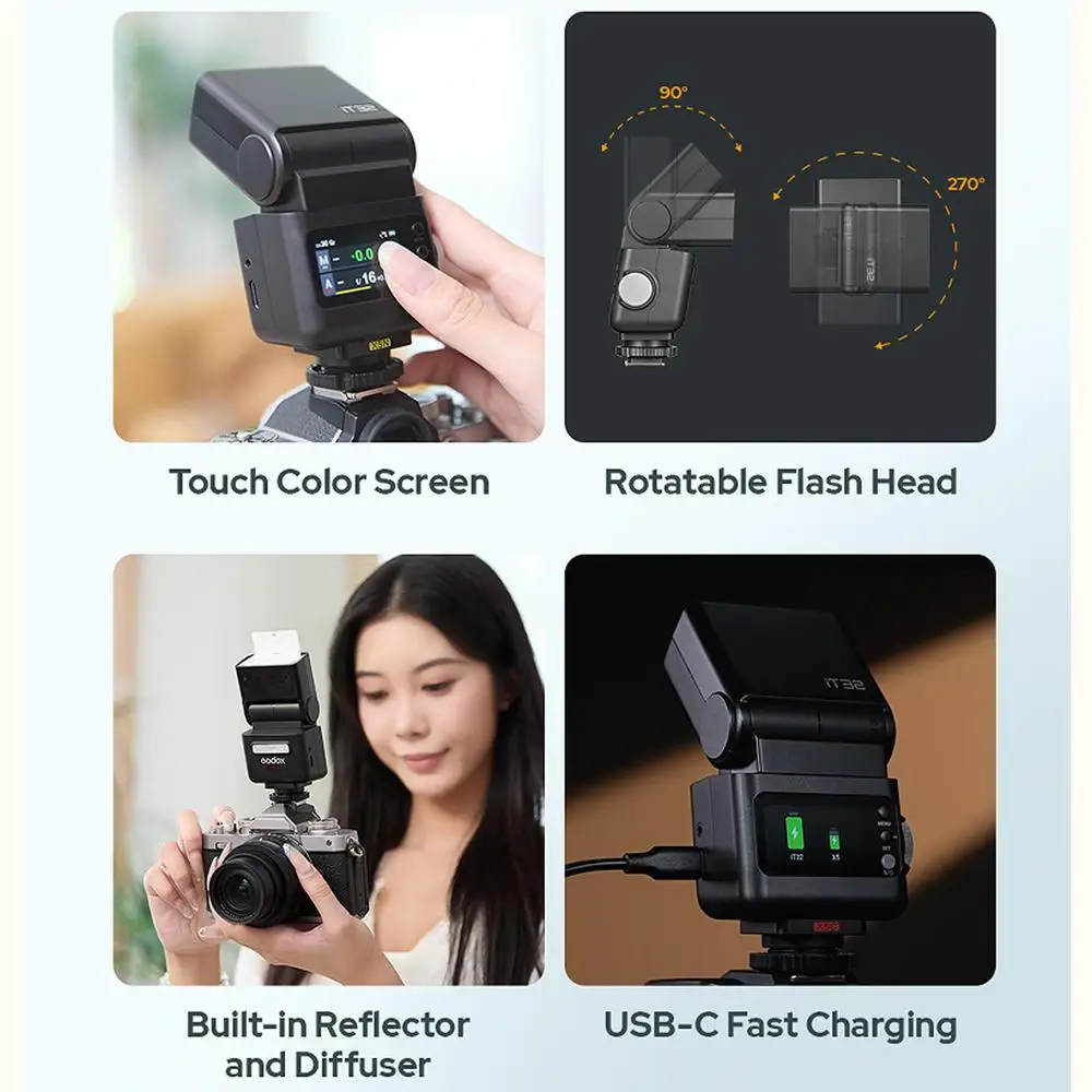 Фото Godox iT32 X5 C/N/S/F/O TTL iFlash Карманная вспышка для камеры HSS 2,4G Беспроводная вспышка для Canon Sony Nikon Olympus Fujifilm №5