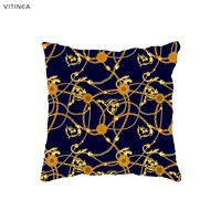 cushion cover home decoration gold chains leaves printed bedding pillowscase car sofa decorative pillowcase b38