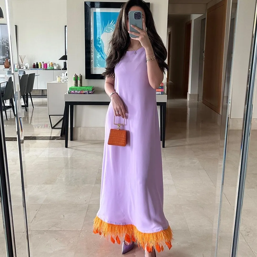 

Fairytale O-Neck Prom Dresses Ankle-Length Wedding Party Fluffy Zipper Up Sleeveless Purple Women Grace Garden 2023