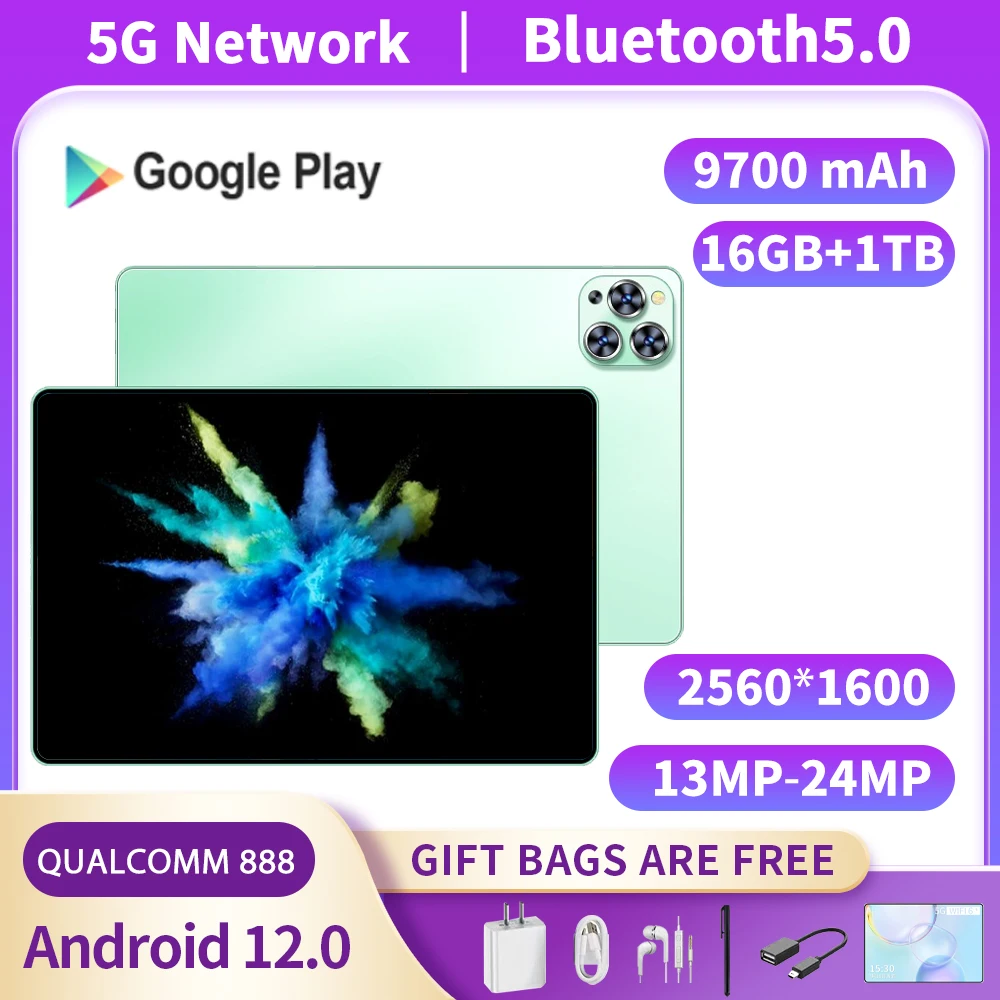 

5G 2023 Global Version 10.1 -inch tablets Android 16GB RAM 1TB ROM Android 13.0 WIFI 10500mAh 10 core network Bluetooth keyboard