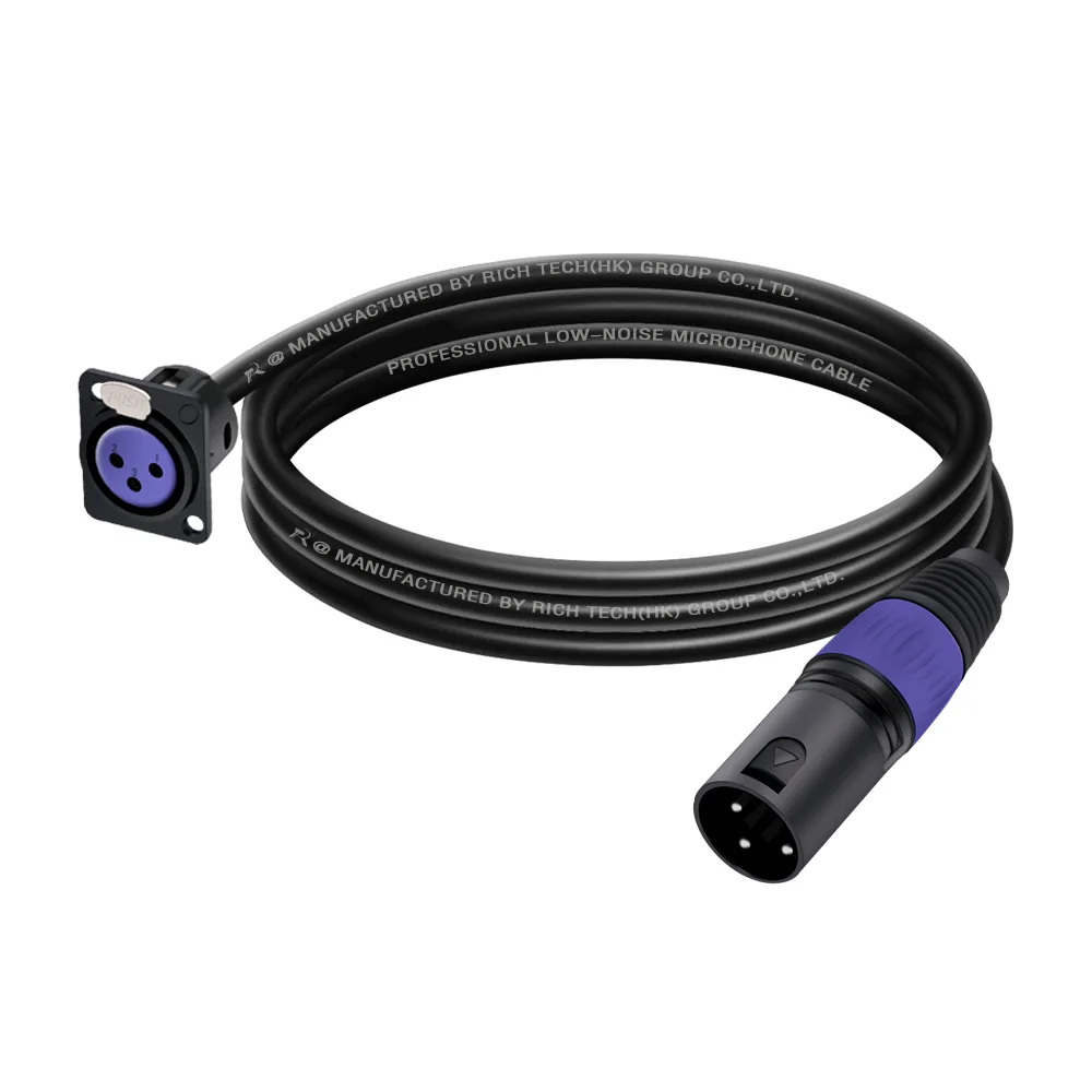 Аудиоудлинительный кабель XLR 3-контактный разъем M/F для монтажа на панели