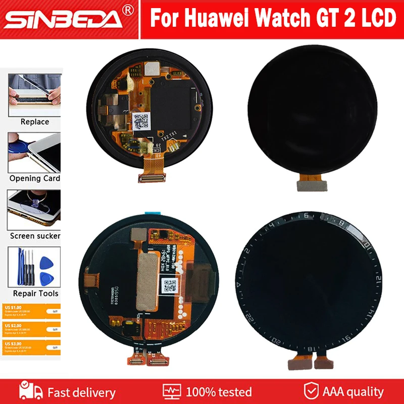 

Original For Huawei Watch GT2 LCD GT 2 Display Touch Screen Digitizer For Huawei GT2 42MM 46MM Display LTN-B19 Replacement