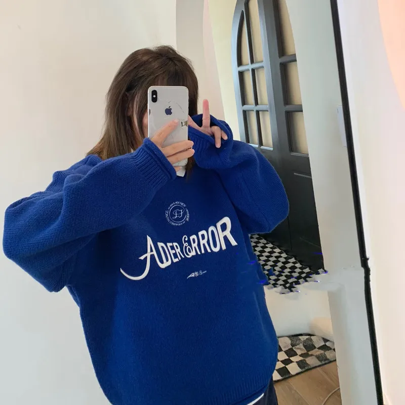 

ADER Sweaters Embroidered Casual Loose Men And Women 1:1 High Quality Ader Wool Knit Pullover Hoodies Women Korean Top