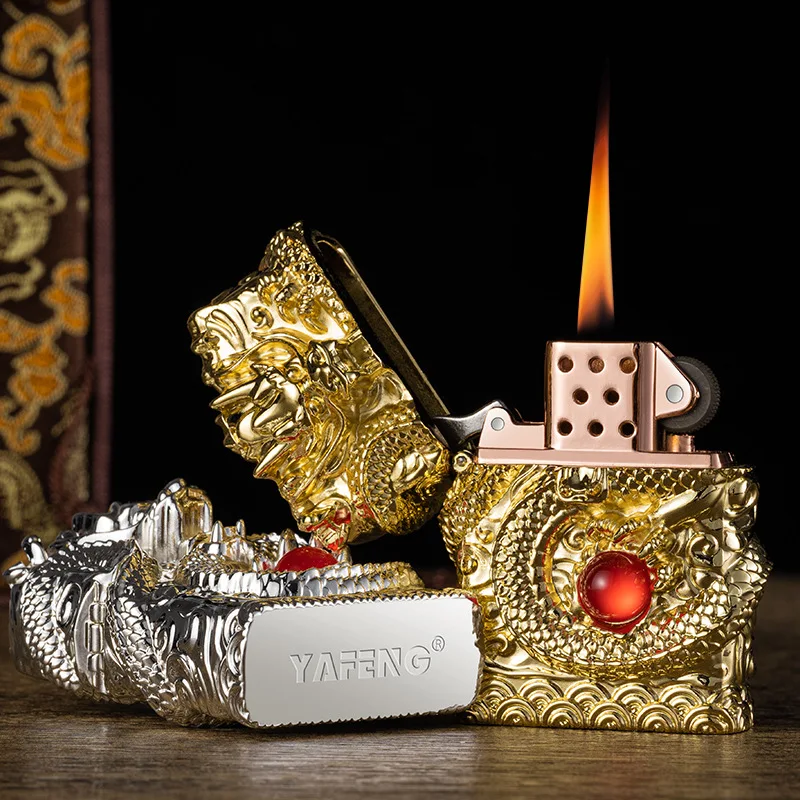 

Personalized Creativity Retro Gem Dragon Portable Kerosene Lighter Windproof Unusual Cigar Lighter Men's High-end Gift