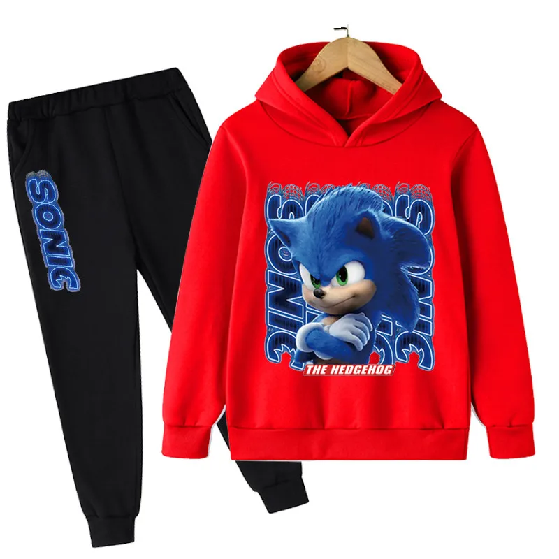

Fashion New Baby Kids Boys Girls Sonic Hoodies Clothes Spring Sweatshirt Long Pant 2pcs Outfits Set Clothing For 4-14 Years Old