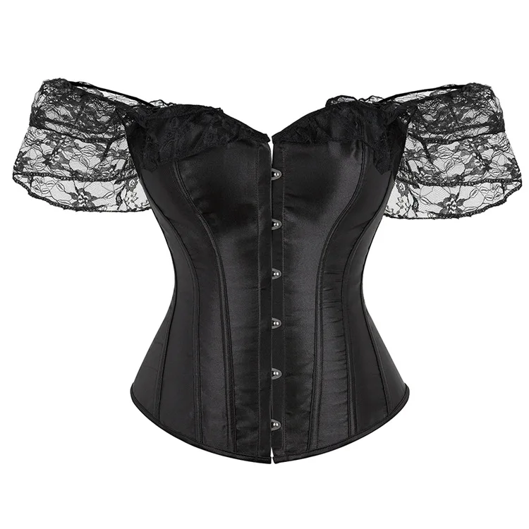

Steampunk Victorian Corset Women Top With 14 Bones Lace Sleeves Chest Binder Bustier Plus Size 6XL Lingerie Gorset
