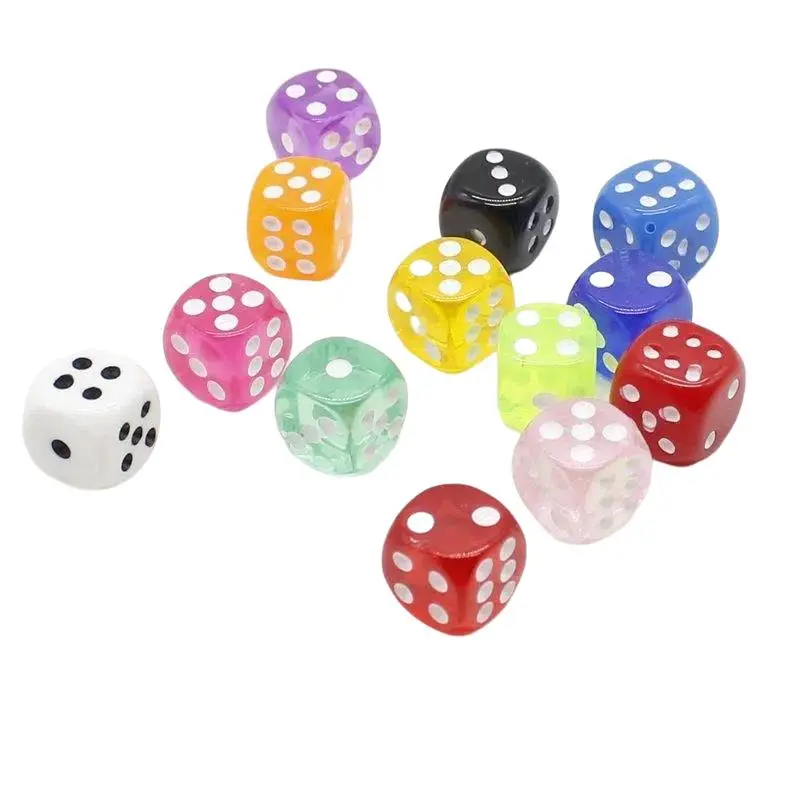 

10 шт. высококачественные прозрачные акриловые игральные кости разноцветные шестигранные игральные кости 14 мм для бара клуба Вечерние игры